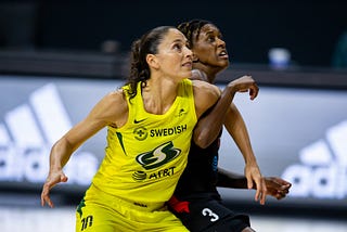 Sue Bird and Danielle Robinson in the WNBA Finals