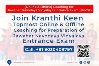 Jawahar Navodaya Vidyalaya Entrance Exam Online and offline Coaching