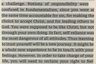 A photo of a paragraph of text about taking responsibility of all aspects of our lives from the book Leaving The Fold by Marlene Winell.