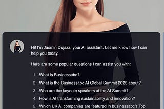 Say hello to Jasmin Dujazz Businessabc AI Global Summit HumanAI Agent