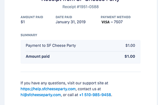 Send a receipt after accepting payment on a Typeform