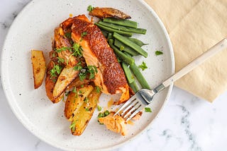 Salmon and Potatoes with Romesco Salsa