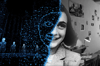 Anne Frank’s face merging with the world of Notes on Blindness