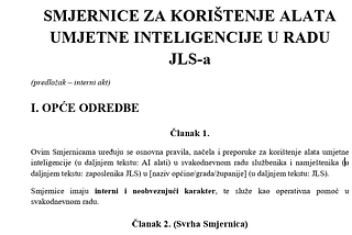Smjernice za upotrebu alata umjetne inteligencije u lokalnoj samoupravi: nacrt internog akta