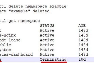 Kubernetes delete a terminating namespace