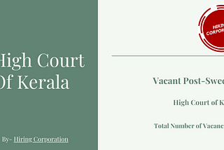 Latest Government Job Vacancies| Sweeper| Kerala High Court