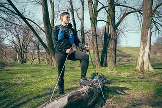 A Man Followed The Hottest Fitness Trend of “Nordic Walking”
