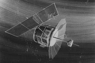A 1970 illustration of TRW FLTSATCOM communication satellite for data buoys