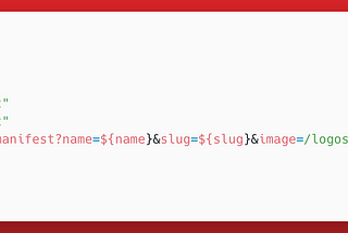 A HTML document head element, containing a scripts tag linking dynamic manifest.