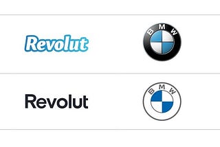 New vs. Old Logos of Warner Bros, Revolut, BMW and VW