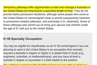 H-1B Cap Subject Nonimmigrant Worker Pathway for Entrepreneur Employment in the United States of…