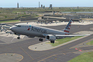 Boeing 737–800 departing from La Guardia airport in the X-Plane simulator