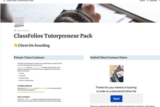 ClassFolios Tutorpreneur Series using Notion Templates