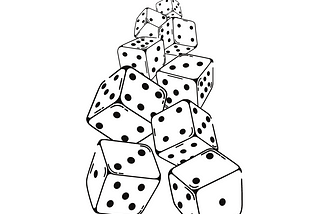 Image of nine dice in a vertical row