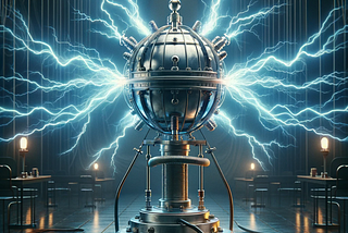 A high voltage generator designed by ChatGPT 4, obviously inspired by the historic Westinghouse Van-de-Graaff generator
