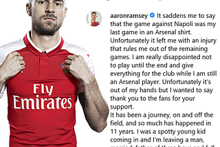 The end of Aaron Ramsey’s career at Arsenal.