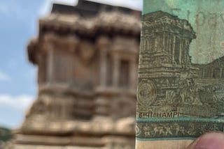 Hampi Stone Chariot with 50 Rupees Note