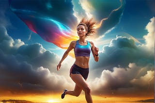 Fantasy picture of woman runner