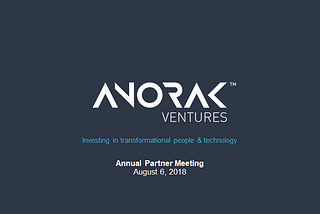 2018 Anorak Partner Meeting Slides