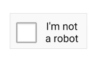 Screenshot of the pathetic “I’m not a robot” tick box still customary on many websites today.