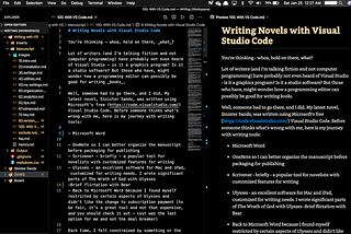Writing Novels and Non-Fiction with Visual Studio Code