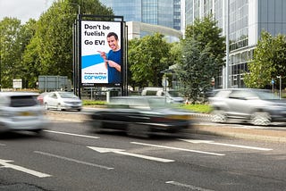 A recent carwow ad on a billboard pushing the adoption of EV vehicles