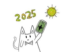 Cat holding a tarot card with the text “2025”