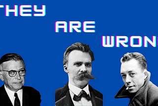 image of Jean-Paul Sartre, Friedrich Nietzsche and Albert Camus