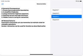 Memento🏆 Design Pattern — SwiftUI