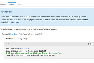 Azure Functions Core Tools with Python on Mac M1/M2 + @azure/static-web-apps-cli