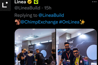 Linea twitting about Chimp Exchange few hours to mainnet launch plan today 15th November 2023.