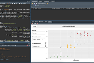 screenshot of a Shiny gadget in RStudio