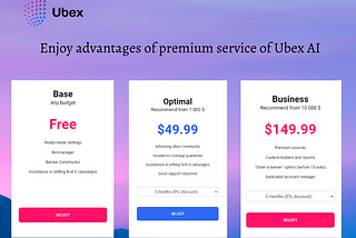 Ubex Introduces New Tariffs
