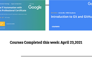 Courses Completed this week: April 23,2021