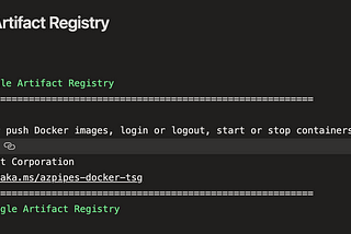 Screenshot of the output of an Azure Devops pipeline step called Log In to Google Artifact Registry. We see that the step was successfull