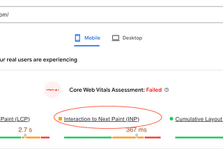 Some of the google sites also fail to achieve a good INP score