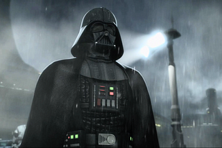 Darth Vader struts through the rain in the opening cutscene of The Force Unleashed II.