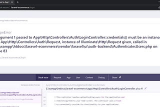 Argument 1 passed to App\Http\Controllers\Auth\LoginController::credentials() must be an instance…