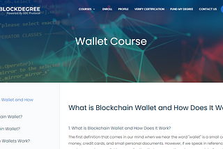 BlockDegree Launches New Online Certification Course on Blockchain Wallets.