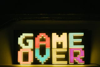 Colored Led Light Saying “Game Over”