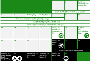 Sustainability Calendar — What’s happening in April 2022