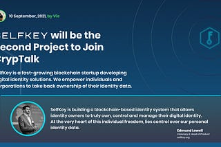 SELFKEY Will be the Second Project to Join CrypTalk APP