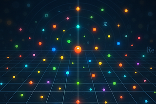 Colorful balls floating around in space illustrating the beautiful world of Gaussian integers.
