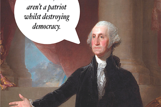 George Washington with speech bubble speaking about content of the article.