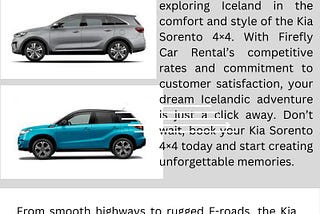 Explore Iceland in Style: Kia Sorento Rental — Firefly