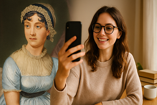 A modern influencer and Jane Austen share the same quiet pursuit: to be seen, understood, and remembered.