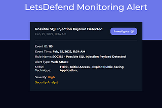 SOC165 — Possible SQL Injection Payload Detected Walkthrough