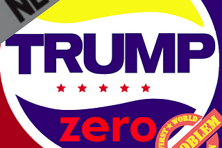 New Trump Zero logo — Zero Sugar, Zero Taste, Zero Touch With Reality: Modified Pepsi logo with Trump hair wave in yellow