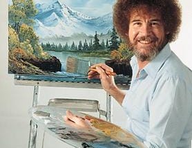 Photo of Bob Ross at easel By Source, Fair use, https://en.wikipedia.org/w/index.php?curid=1632503