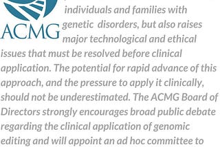 I strongly disagree with the American College of Medical Genetics.